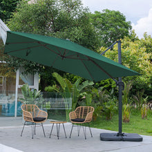 Load image into Gallery viewer, Light Grey 3 x 3 m Square Cantilever Parasol Outdoor Hanging Umbrella for Garden and Patio Parasols Living and Home Green Parasol + Cross Base + Petal Water Tank 

