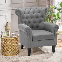 Load image into Gallery viewer, Linen Wingback Scroll Armchair Wingback Chairs Living and Home 
