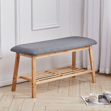 Load image into Gallery viewer, Shoe Bench Bamboo 2 Tier with Shoe Storage Rack Bench Living and Home 
