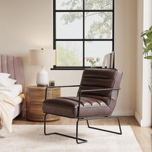 Load image into Gallery viewer, Retro Style PU leather Upholstered Armchair Metal Base Office Chair Lounge Chairs Living and Home 
