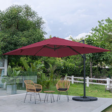 Load image into Gallery viewer, Light Grey 3 x 3 m Square Cantilever Parasol Outdoor Hanging Umbrella for Garden and Patio Parasols Living and Home Claret Parasol + Cross Base + Round Water Tank 
