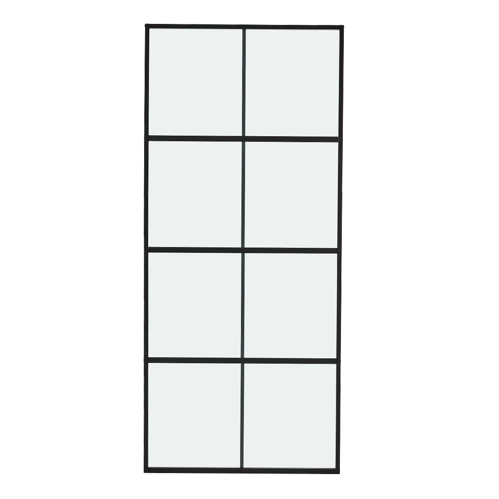 Livingandhome Clear Glass Black Barn Door with Sliding Hardware Kit, LG1117LG1122