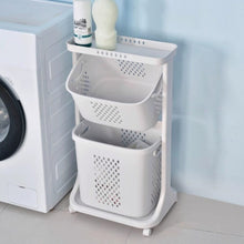 Load image into Gallery viewer, 2/3-Tier Bathroom Plastic Storage Trolley Laundry Basket Laundry Baskets Living and Home 
