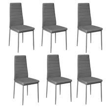 Load image into Gallery viewer, 92cm Height Upholstered Leather DINING CHAIR Set of 6 Dining Chairs Living and Home Grey 

