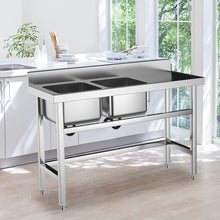 Load image into Gallery viewer, 4ft Stainless Steel Kitchen Commercial Sink with Drinboard Kitchen Sinks Living and Home 
