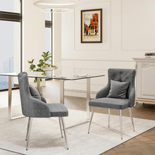 Load image into Gallery viewer, Grey Velvet Tufted Dining Chair with Cushion Living and Home 
