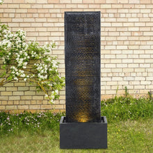 Load image into Gallery viewer, 98cm H Black Rectangle Waterfall Stone Look Water Fountain with LED Light Fountains Living and Home 
