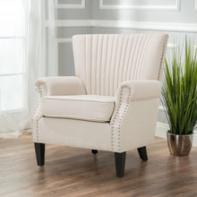 Load image into Gallery viewer, Deep Cushioned Armchair Channel Accent Chair with Nailhead Trim Wingback Chairs Living and Home 
