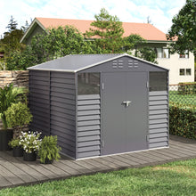 Load image into Gallery viewer, Livingandhome Charcoal Steel Tool Shed with Front Windows and Ventilation
