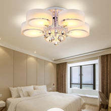 Load image into Gallery viewer, Ceiling Light Semi-Flush Mount , Cylindrical Acrylic Lampshades, Crystal Drops Ceiling Light Living and Home 5 cylindrical shades 
