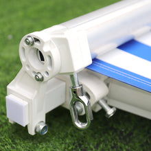 Load image into Gallery viewer, Retractable Patio Awning - Manual Shelter - Blue &amp; White Awnings Living and Home 
