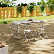 Load image into Gallery viewer, Portable Aluminium Folding Picnic Table with 4 Stools
