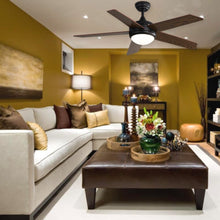 Load image into Gallery viewer, 52 Inch Wooden Blades Ceiling Fan with LED Lamp Light Dimmable and Remote Ceiling Fans Living and Home 
