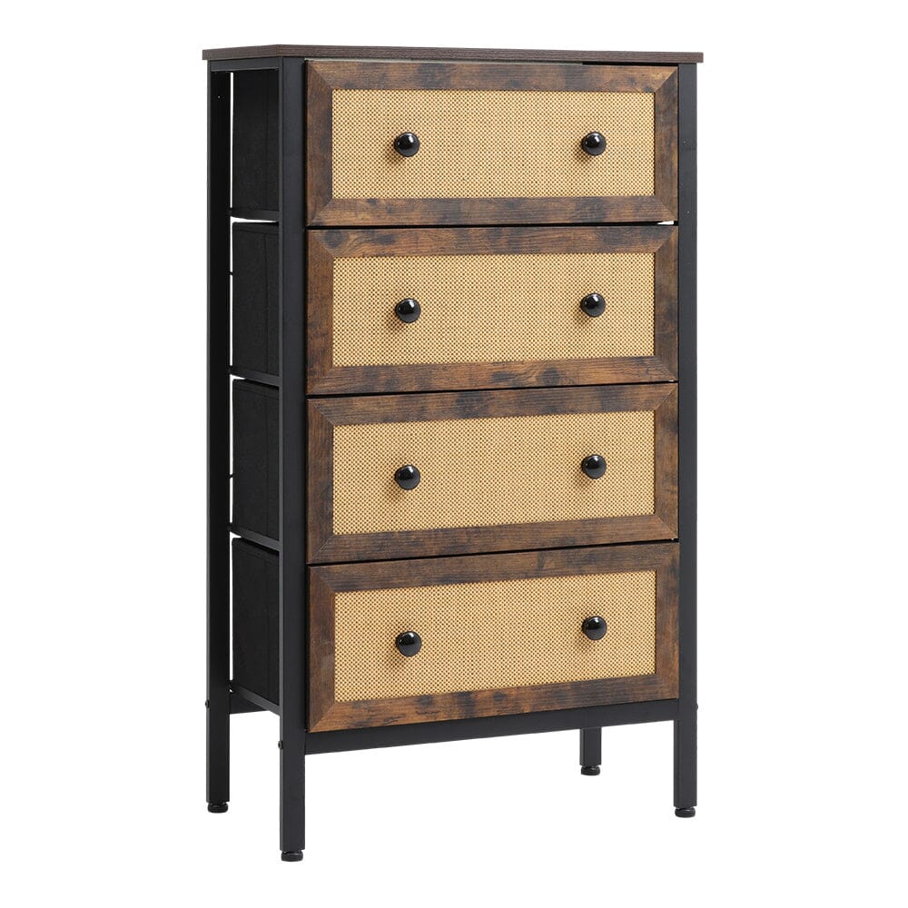 H&O Direct 4-Drawer Rustic Rattan Storage Cabinet, XY0415 Living and Home 