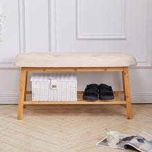 Load image into Gallery viewer, Shoe Bench Bamboo 2 Tier with Shoe Storage Rack Bench Living and Home 
