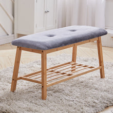 Load image into Gallery viewer, Shoe Bench Bamboo 2 Tier with Shoe Storage Rack Bench Living and Home 

