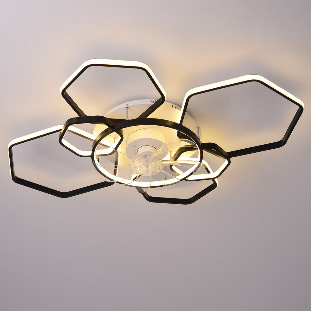 Livingandhome Geometrical Ceiling Mount LED Fan Light, DM0807