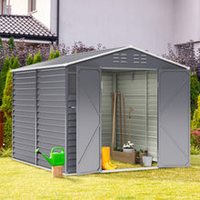 Load image into Gallery viewer, Livingandhome Charcoal Steel Tool Shed with Front Windows and Ventilation
