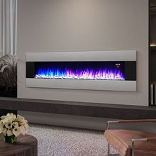 Load image into Gallery viewer, 40 to 60 Inch Electric Fireplace Crystal Accents 6 Flame Colour Heater Wall Mounted Fireplaces Living and Home 
