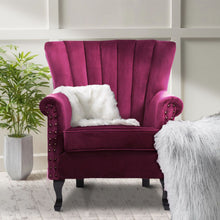 Load image into Gallery viewer, WineRed/Blue Velvet Wingback Chair Upholstered Armchair Wingback Chairs Living and Home 

