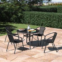 Load image into Gallery viewer, 2/4 Seater Outdoor Round Table Garden Tempered Glass Table and Rattan Chairs Garden Dining Sets Living and Home Dia 105 x H 70.5cm with 4 Chairs 

