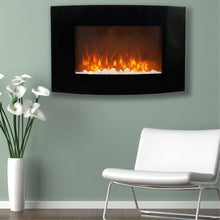 Load image into Gallery viewer, 35 Inch Wall Mounted Curved LED Electric Fireplace Tempered Glass Black Fireplaces Living and Home 
