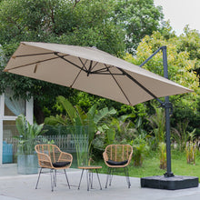Load image into Gallery viewer, Light Grey 3 x 3 m Square Cantilever Parasol Outdoor Hanging Umbrella for Garden and Patio Parasols Living and Home Khaki Parasol + Cross Base + Square Water Tank 
