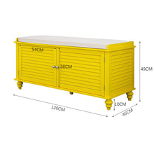 Load image into Gallery viewer, Window Bench Shoes Cabinet Storage Rack with Seat Cushion, Yellow
