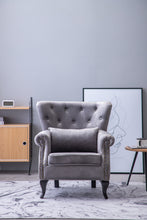 Load image into Gallery viewer, Fabric Linen Upholstered Armchair Accent Chair Grey
