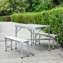 Load image into Gallery viewer, Set of 3 Outdoor Picnic Camping Folding Table And 2pcs Benches Set
