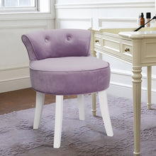 Load image into Gallery viewer, Velvet Bedroom Dressing Table Stool with Wooden Legs
