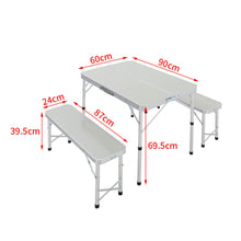 Load image into Gallery viewer, Set of 3 Outdoor Picnic Camping Folding Table And 2pcs Benches Set
