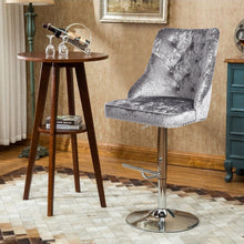 Load image into Gallery viewer, Height Adjustable Swivel Velvet Bar Stool - Grey and Black
