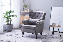 Load image into Gallery viewer, Fabric Linen Upholstered Armchair Accent Chair Grey
