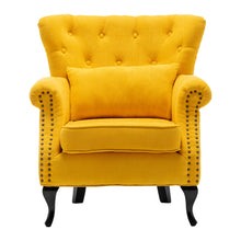 Load image into Gallery viewer, Modern Linen Armchair Upholstered Accent Chair Yellow
