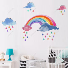 Load image into Gallery viewer, Kids Wall Stickers, Raindrops Rainbow, Watercolor for Nursery, Playroom

