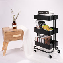 Load image into Gallery viewer, 3 Tier Kitchen Storage Trolley Metal Tower Rack Bathroom Shelf
