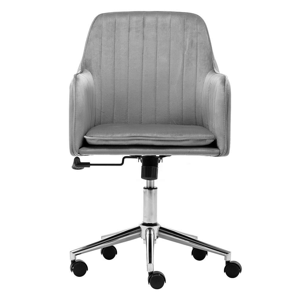 Velvet Swivel Upholstered Office Chair with Chrome Base