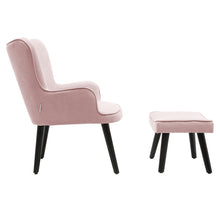 Load image into Gallery viewer, Frosted Velvet Smiley Lounge Armchair and Footstool, Pink
