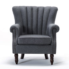 Load image into Gallery viewer, Linen Pleated Wingback Armchair
