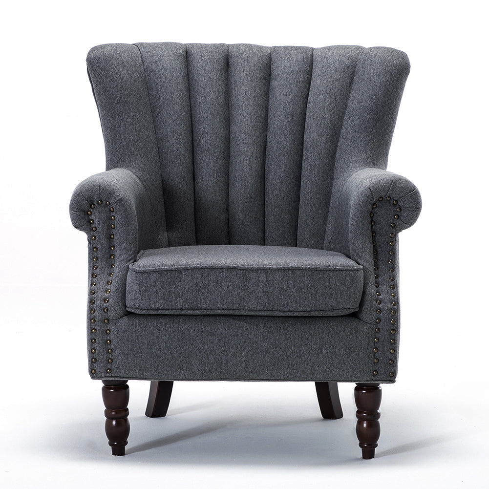 Linen Pleated Wingback Armchair