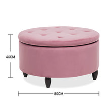 Load image into Gallery viewer, 80CM Round Velvet Storage Footstool, Pink
