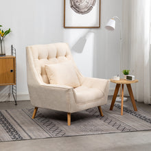 Load image into Gallery viewer, Chenille Lounge Armchair And Footstool, Beige
