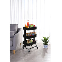 Load image into Gallery viewer, 3 Tier Kitchen Storage Trolley Metal Tower Rack Bathroom Shelf
