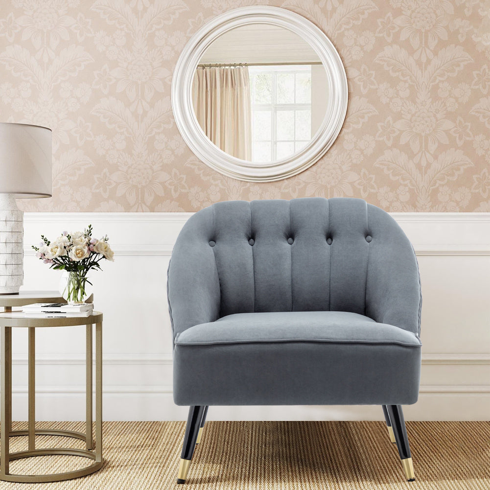 Frosted Velvet Buttoned Accent Chair