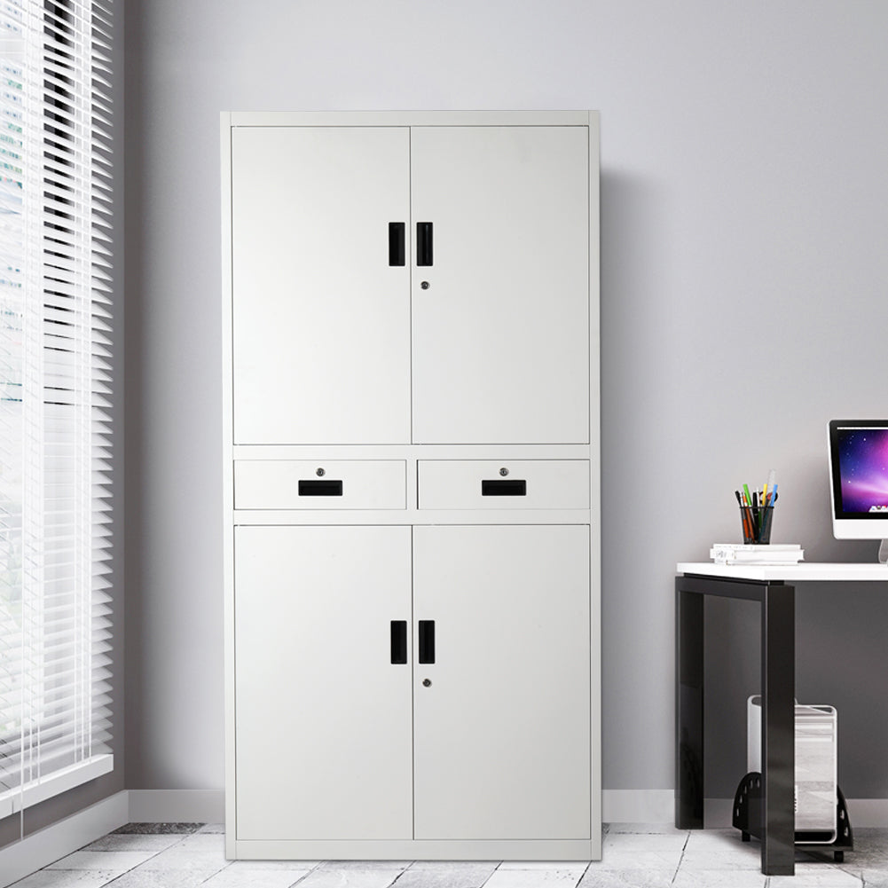 Modern Matte Lockable Storage Cabinet with Drawers