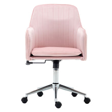 Load image into Gallery viewer, Velvet Swivel Upholstered Office Chair with Chrome Base
