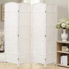 Load image into Gallery viewer, White Solid Weave Wicker Wood Room Divider
