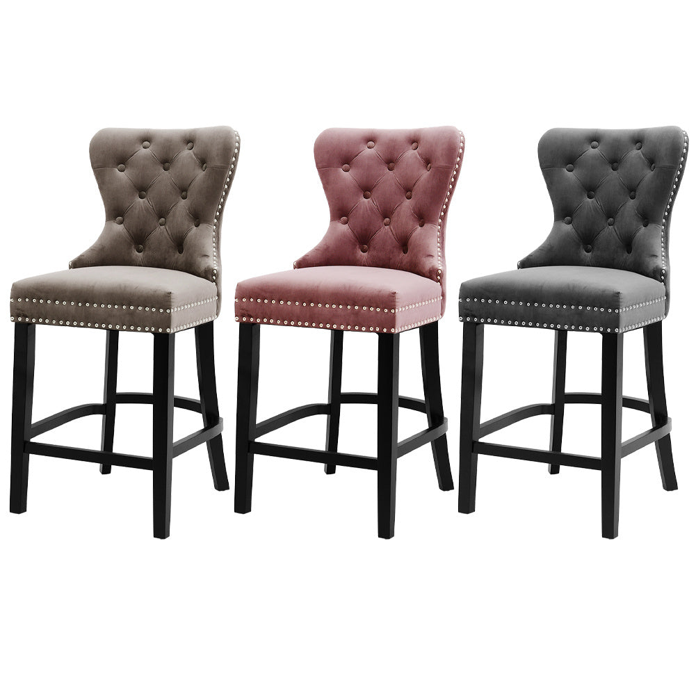 Vintage Buttoned Studded Bar Stools