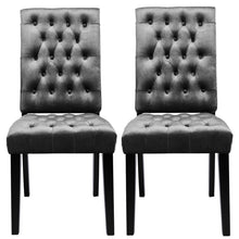 Load image into Gallery viewer, Set of 2 High Back Velvet Buttoned Dining Chairs
